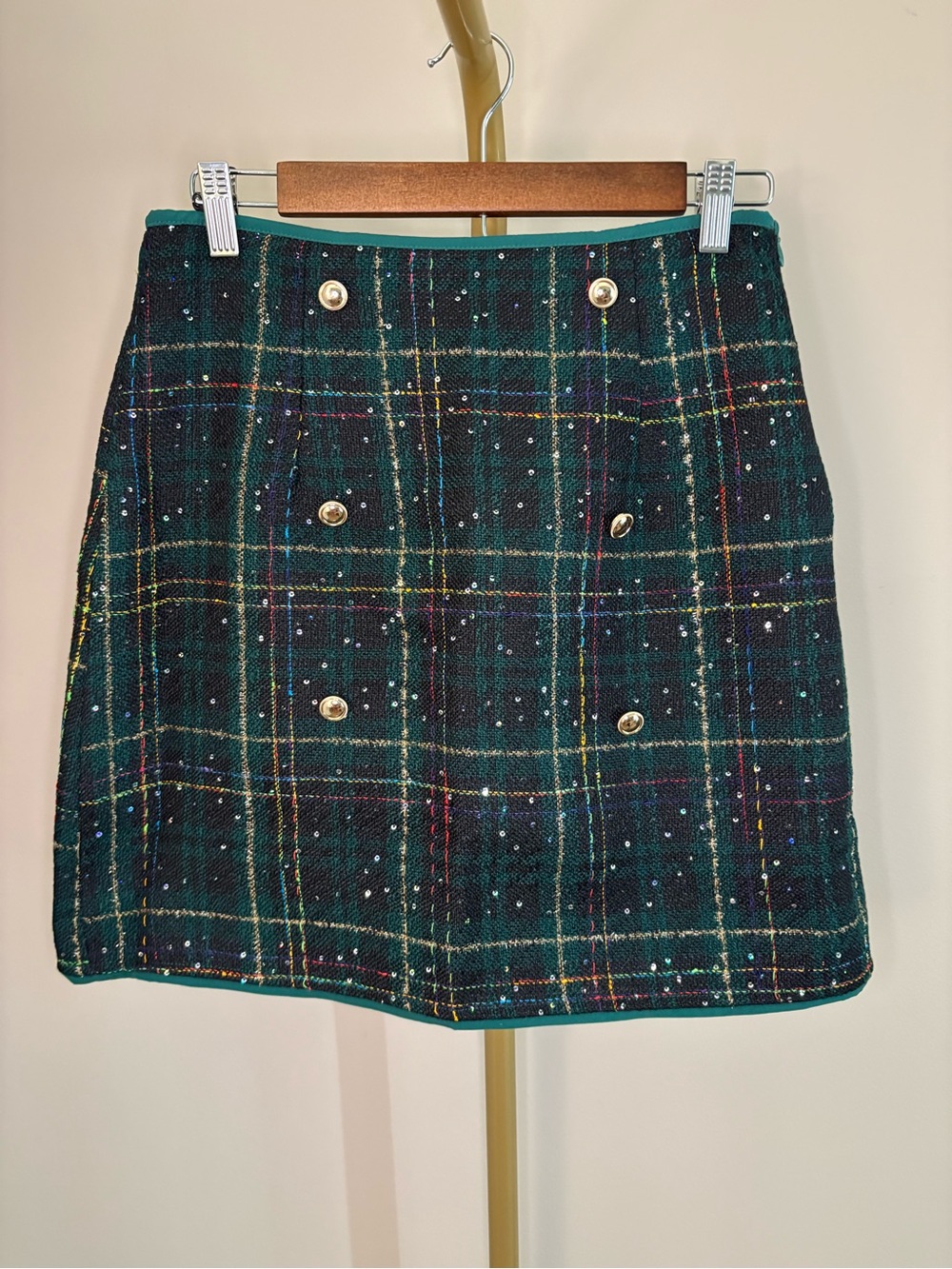 Women's Cupshe Green Plaid Mini Skirt with Buttons Size Medium - Picture 1 of 4